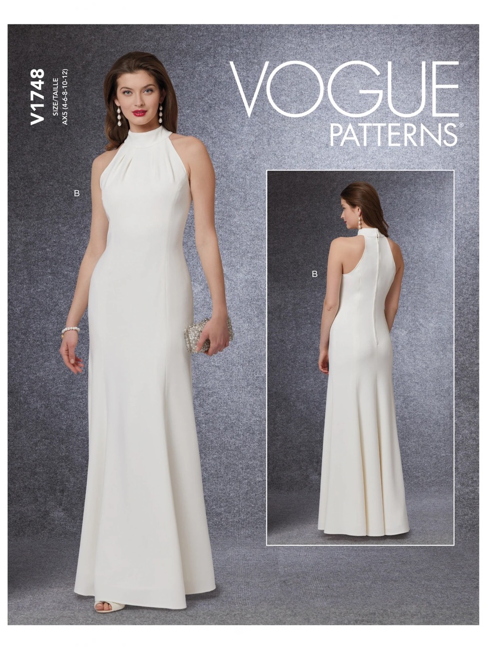 Vogue Sleeveless High-Neck Evening Gown Sewing Pattern - 4-12 US